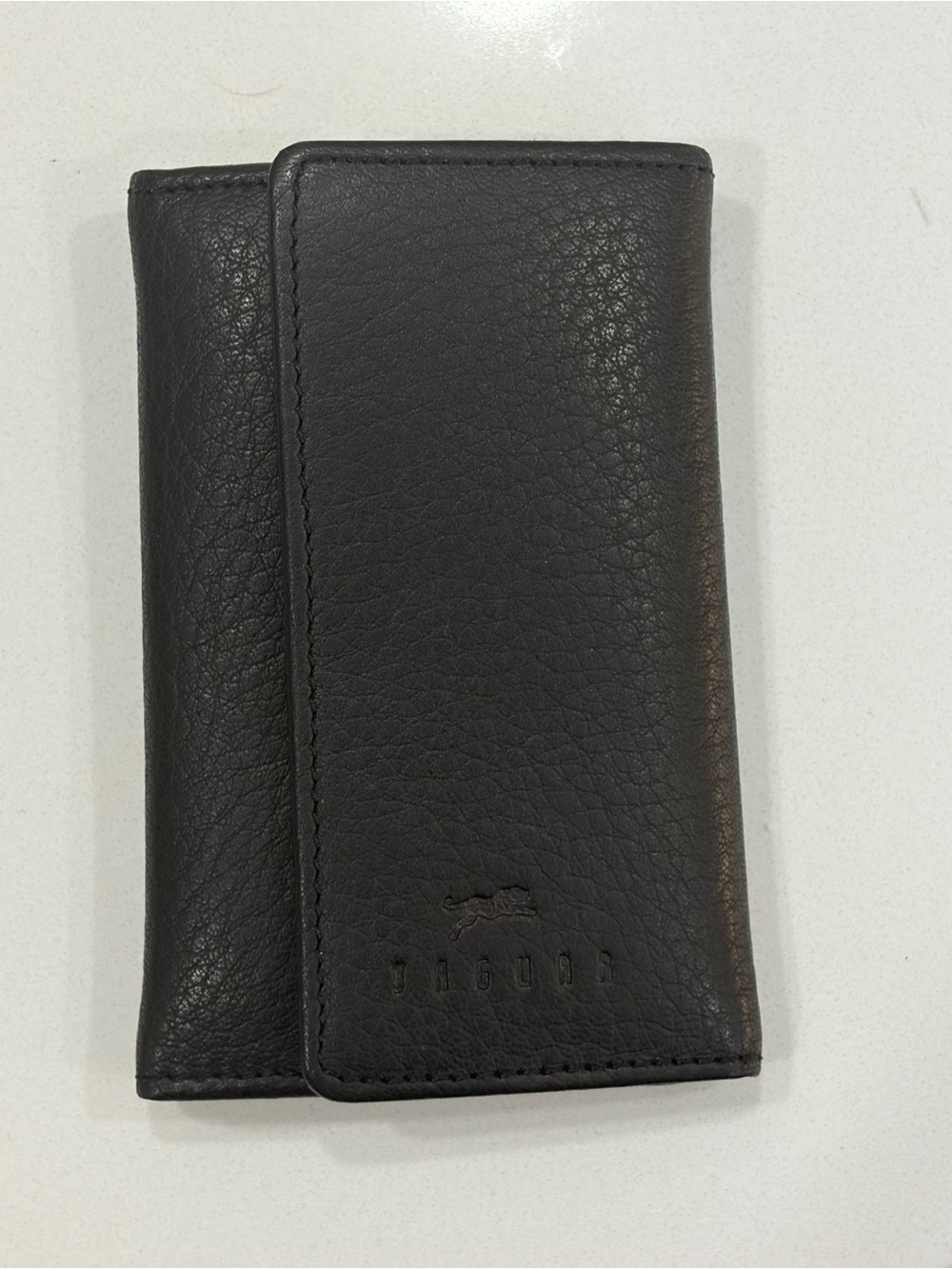 Jaguar Black Leather Tri-Fold Key Holder Wallet